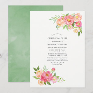 Invitation Les pivoines de l'aquarelle du printemps Célébrati