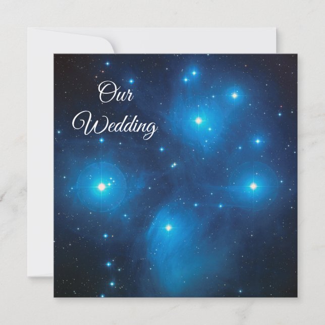Invitation Les Pléiades en Mariage cosmique bleu (Devant)