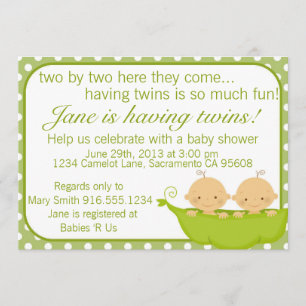 Invitation Les pois dans une cosse jumelle l'invitation de