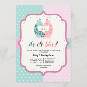 Invitation les pois de la girafe mignonne genre révéler le co