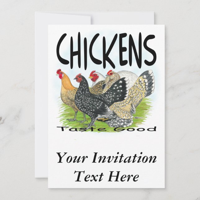 Invitation Les Poulets Goûtent Bien ! (Devant)