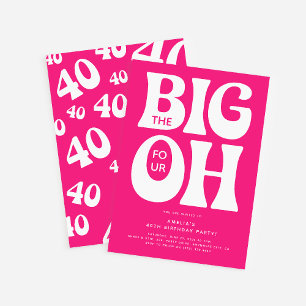 Invitation Les quatre grands OH ! 40e anniversaire rose