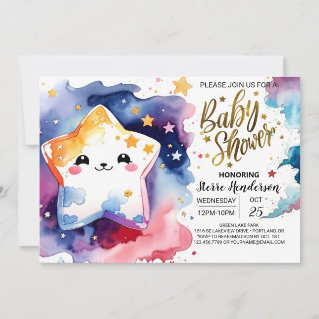 Invitation Les rêves du Baby shower céleste (Devant)