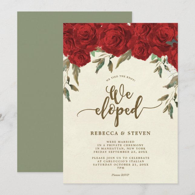 Invitation les roses rouges ens ivoire modernes nous nous (Devant / Derrière)