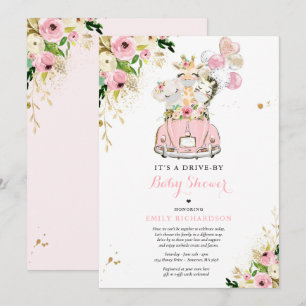 Invitation Les Safari Floraux Roses Conduisent Par Le Baby sh
