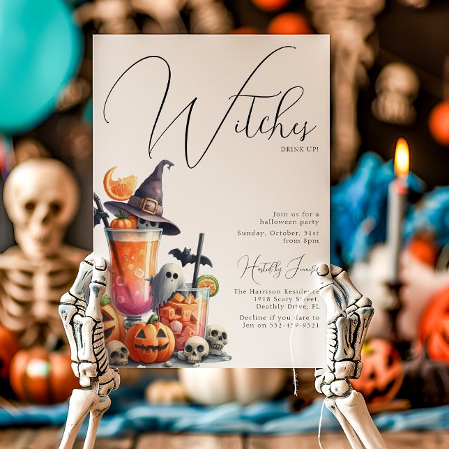 Invitation Les Sorcières Boivent ! Fête d'Halloween (Créateur téléchargé)