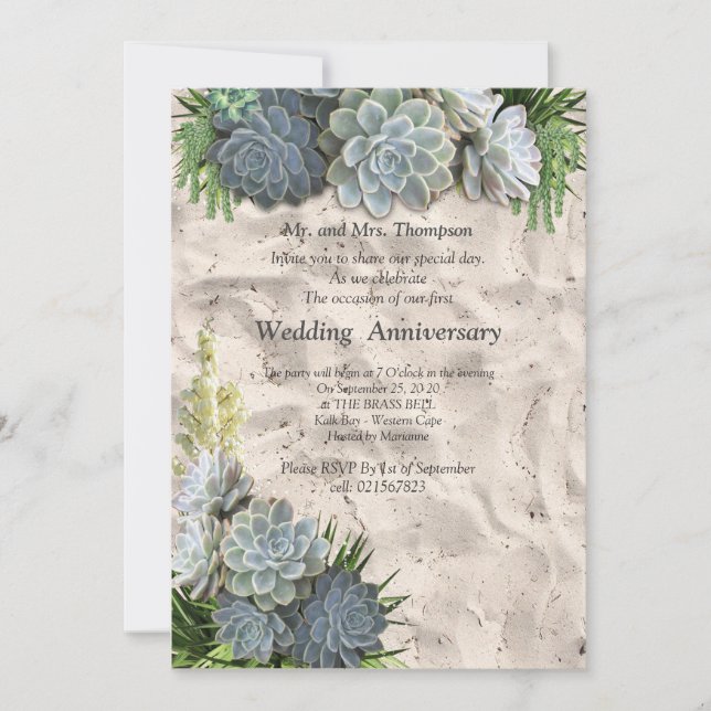Invitation Les teintes Succulentes du blues pâle Anniversaire (Devant)