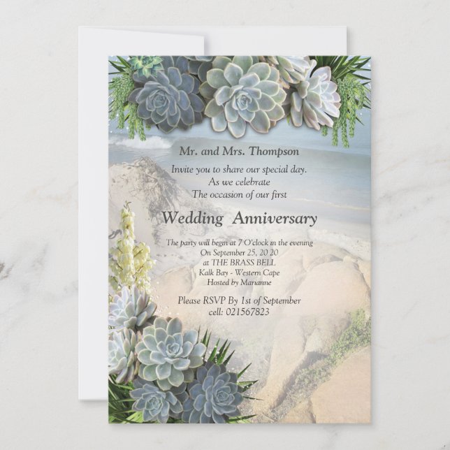Invitation Les teintes Succulentes du blues pâle Anniversaire (Devant)