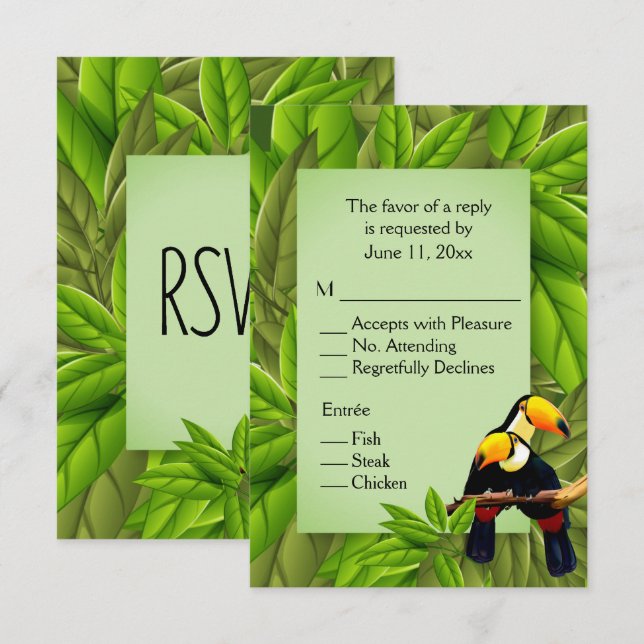 Invitation Les toucans RSVP avec la sélection de l'entrée (Devant / Derrière)