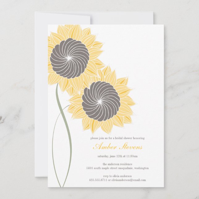 Invitation Les tournesols versent/invitation de partie (Devant)