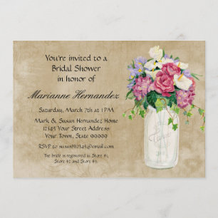 Invitation Les tourterelles rustiques du Mason Jar Bouquet