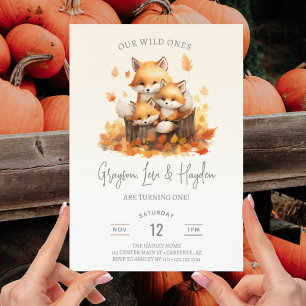 Invitation Les triplés Wild Ones fêtent leur 1er anniversaire