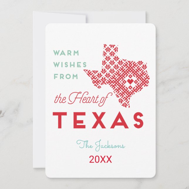 Invitation Les Voeux Chauds du Coeur du Texas (Devant)