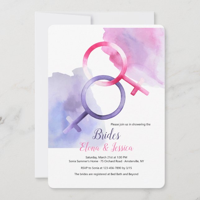 Invitation lesbienne de Fête de la mariée (Devant)