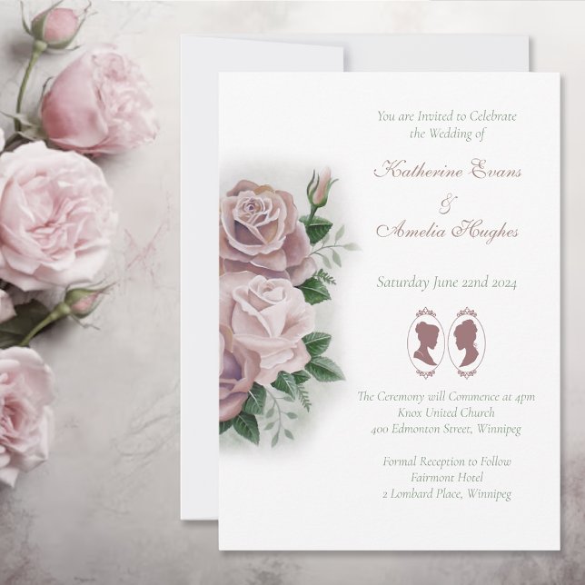 Invitation Lesbiennes Mariées Regency Rose Roses (Créateur téléchargé)