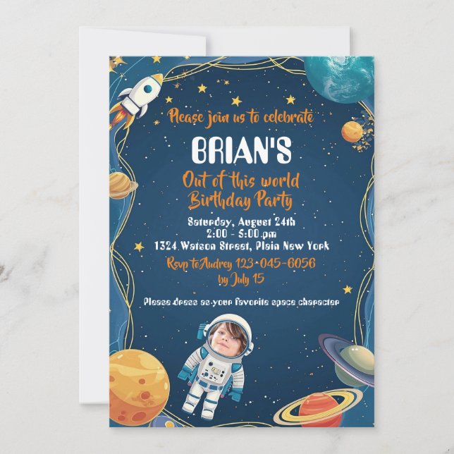 Invitation L'espace extra-atmosphérique hors de ce Anniversai (Devant)
