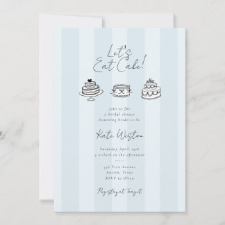 Invitation Let’s Eat Cake Blue Bridal Shower Coquette Design