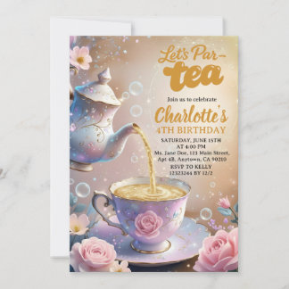 Invitation Let’s Par‑Tea Teacup & Teapot Tea Party Birthday