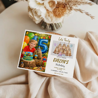 Invitation Let’s Party Groundhog 5th Birthday – Fun Kids 