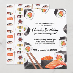 Invitation Let the Good Times Roll Sushi Party Anniversaire
