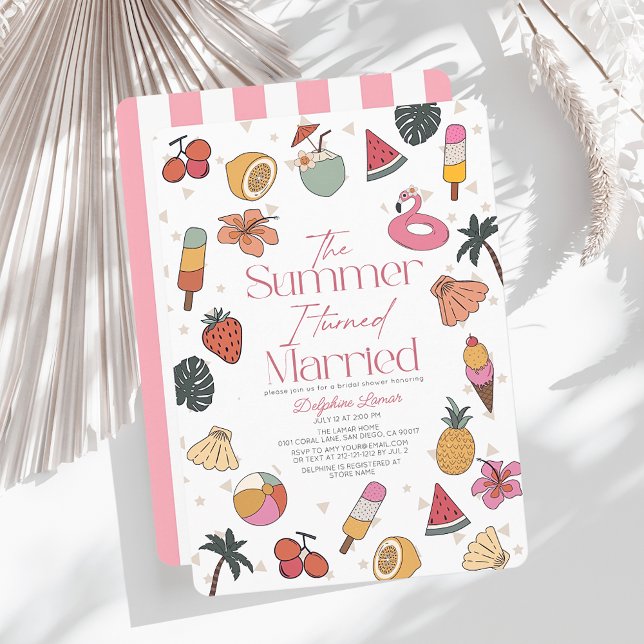 Invitation L'été je suis devenu marié Fête des mariées tropic (Créateur téléchargé)
