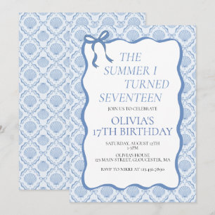 Invitation L'été où j'ai eu dix-sept ans 17e anniversaire