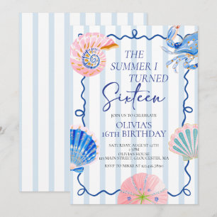 Invitation L'été où j'ai eu seize ans Anniversaire 16 ans au