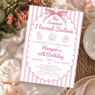 Invitation L'Été où j'ai eu seize ans Mer rose 16e anniversai