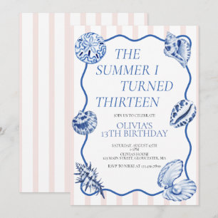 Invitation L'été où j'ai eu treize ans 13e anniversaire