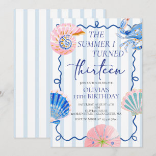 Invitation L'été où j'ai eu treize ans Anniversaire de 13 ans