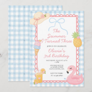 Invitation L'été où j'ai eu trois ans Fête d'anniversaire côt