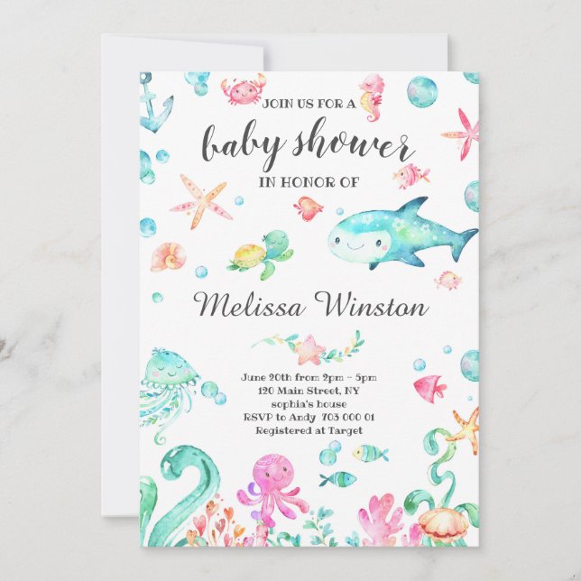 Invitation L'été sous le Baby shower marin Neutre (Devant)