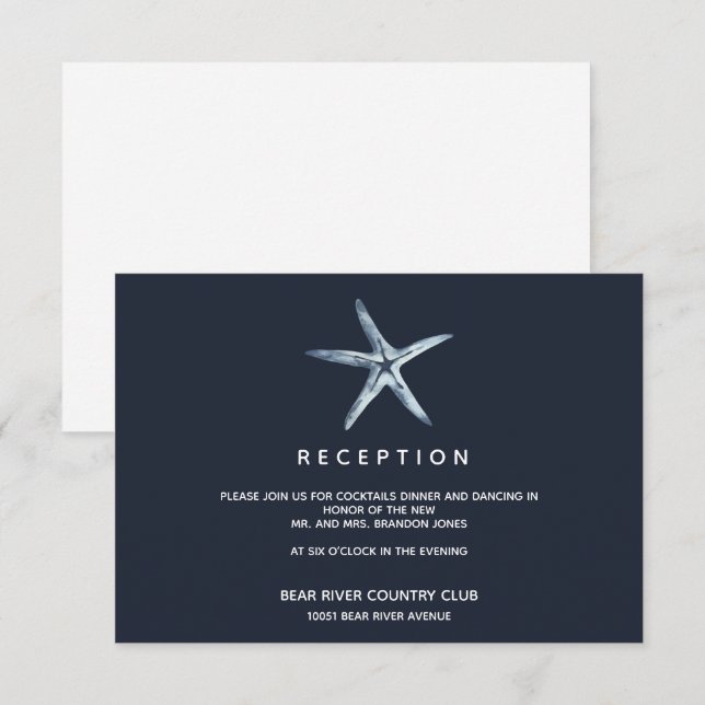 Invitation L'étoile bleue | Salle De Réception De Mariage (Devant / Derrière)