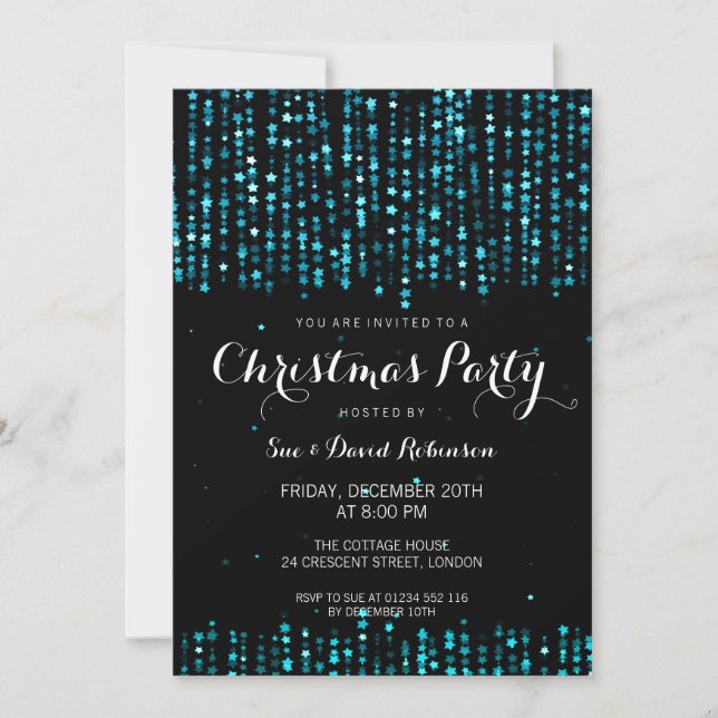 Invitation L'étoile d'hiver Confetti Turquoise (Devant)