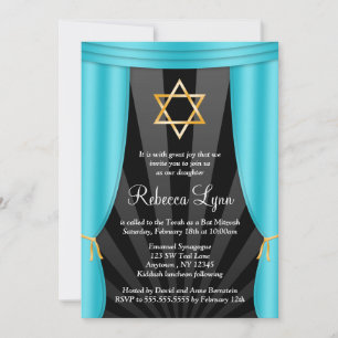 Invitation L'étoile d'Hollywood de David Turquoise Bat mitzva