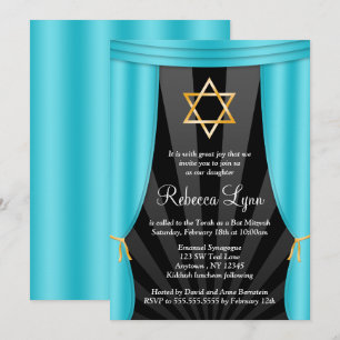 Invitation L'étoile d'Hollywood de David Turquoise Bat mitzva