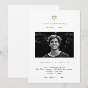 Invitation L'étoile d'or de David Bar photo Mitzvah