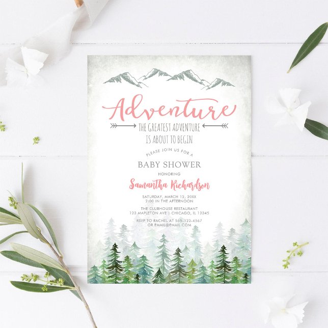 Invitation Let's Adventure Begin Forest Baby Shower (Créateur téléchargé)