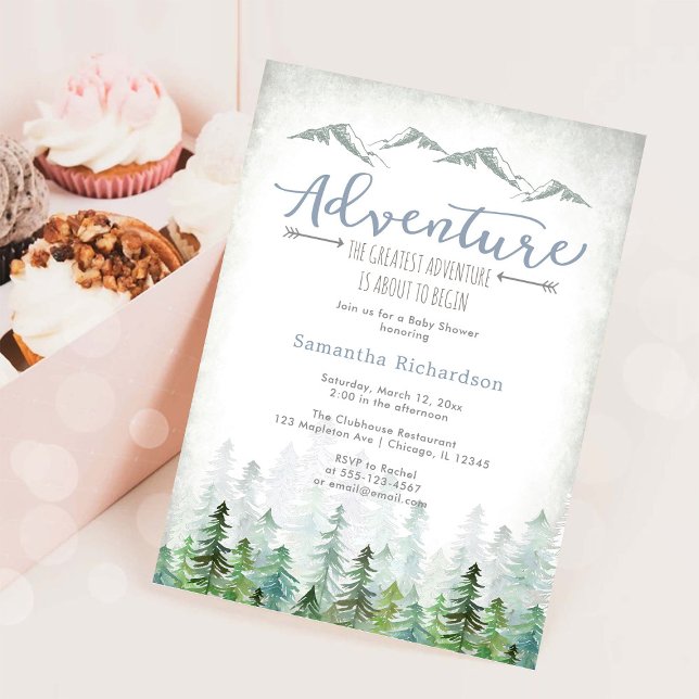 Invitation Let's Adventure Begin Forest Baby Shower (Créateur téléchargé)