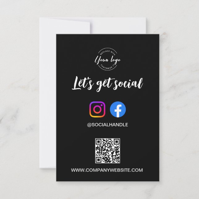 Invitation Let's Get Social Media website Custom logo QR code (Devant)