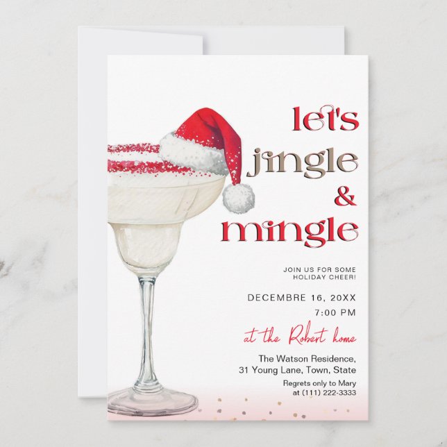 Invitation Let's jingle & mingle  Holiday party  (Devant)