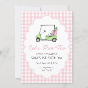 Invitation Let's Par - Tee Pink Golf Anniversaire