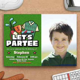 Invitation Lets Partee - Golf Birthday with Photo Landscape