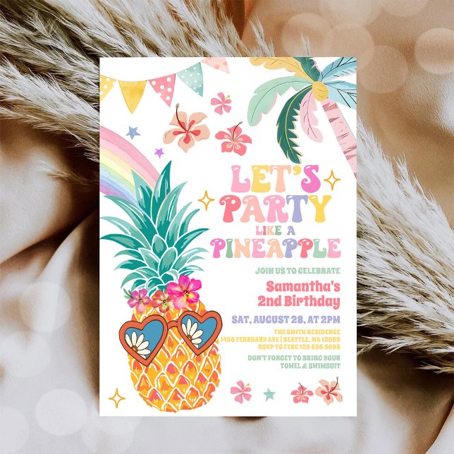 Invitation Let's Party Like Pineapple Luau Summer Birthday (Créateur téléchargé)