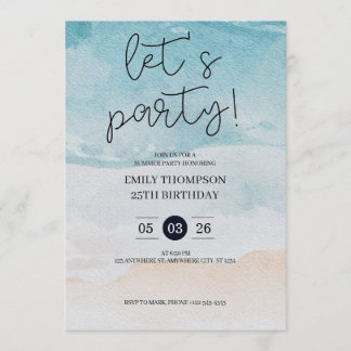 Invitation Let's Party Tropical Beach Birthday Party 