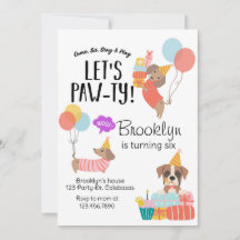 Let's Paw-ty, Dog Birthday, Puppy Party