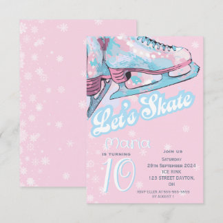 Invitation "Let's skate" figure ice skating birthday party