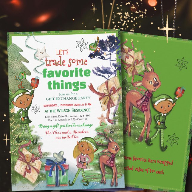 Invitation  Let's Trade Favorite Things Whimsy Gift Exchange (Let's Trade Favorite Things Whimsy Gift Exchange Invitation)