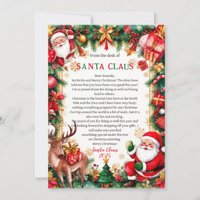 Invitation Letter From Santa Claus Christmas Card (Devant)