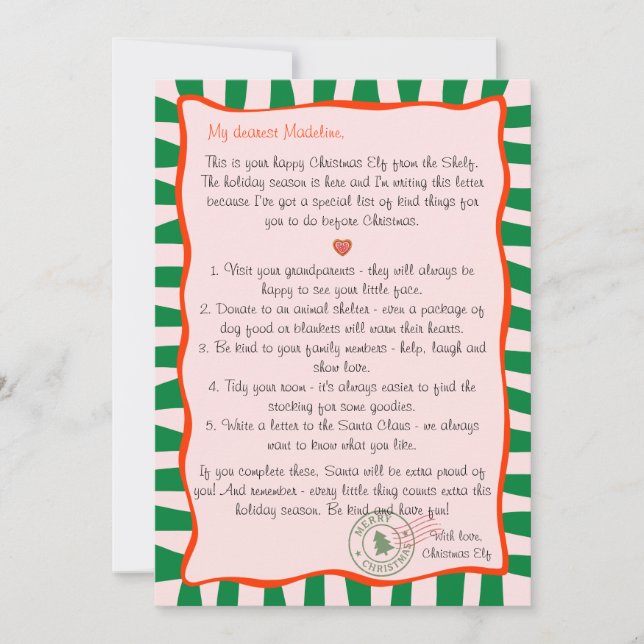 Invitation Letter from the Christmas Elf North Pole Deed List (Devant)